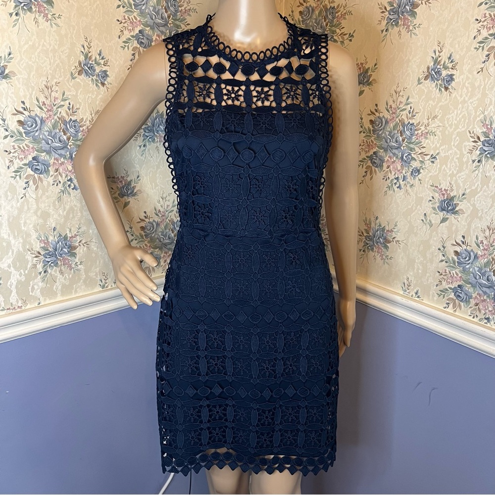 Lulus Pay Tribute Navy Blue Crochet Lace Dress, Size S, NWOT
